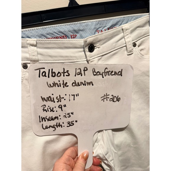 Talbots Womens 12P Boyfriend White Denim Jeans Cropped Capri Pants - Picture 7 of 7